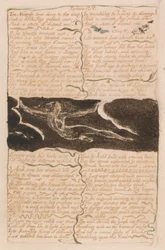 Das erste Buch von Urizen, Tafel 16, Zwei Nasenlöcher bogen sich nach unten in die Tiefe.... (Bentley 13)